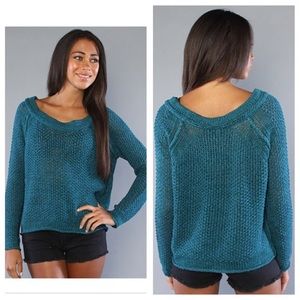 Free People Teal Sahara Star pullover sweater-M